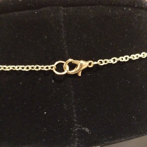 Gold Link Necklace with Brown Beads - Picture 2 of 7